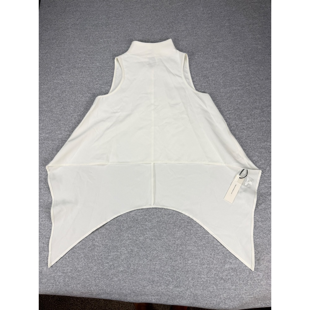 Commense Womens White Mock Neck Handkerchief Hem Sleeveless Top XS OA250226027